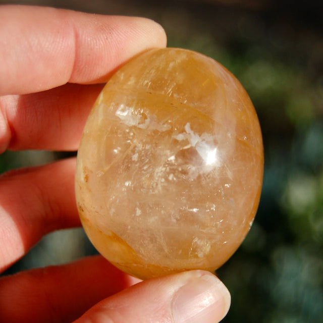 ONE Golden Healer Hematoid Quartz Crystal Palm Stone