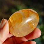 ONE Golden Healer Hematoid Quartz Crystal Palm Stone