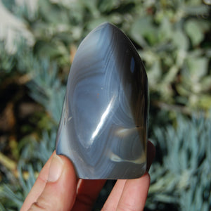 Grey Orca Agate Crystal Flame Tower