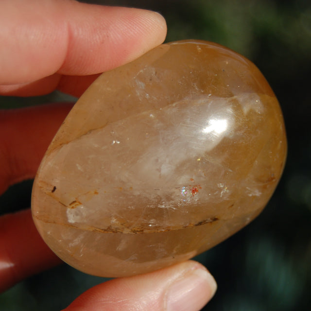 ONE Golden Healer Hematoid Quartz Crystal Palm Stone