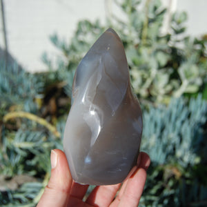 Grey Orca Agate Crystal Flame Tower