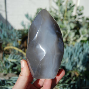 Grey Orca Agate Crystal Flame Tower