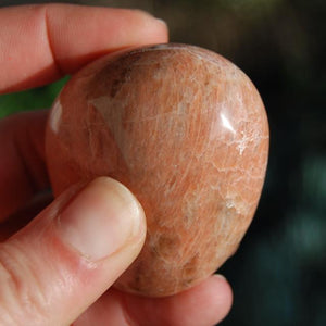 Peach Moonstone Crystal Palm Stone