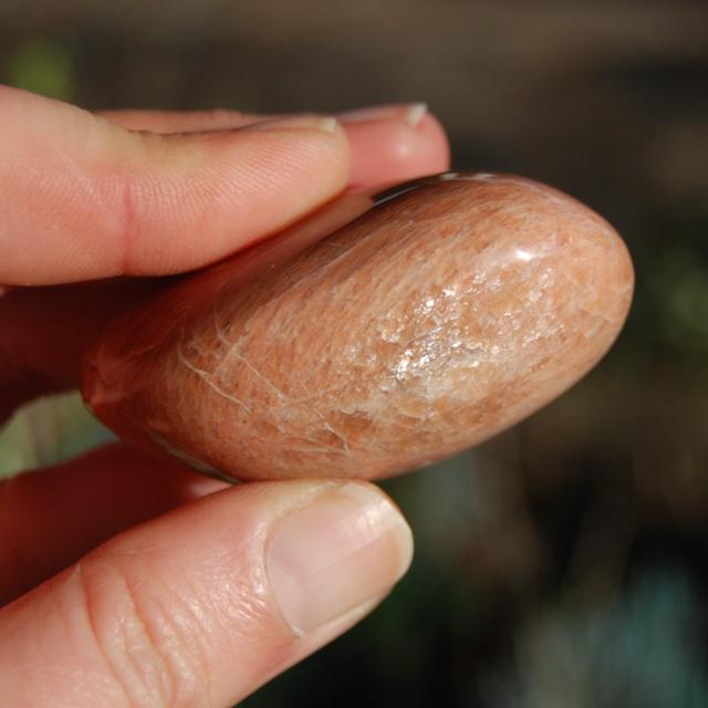 Peach Moonstone Crystal Palm Stone