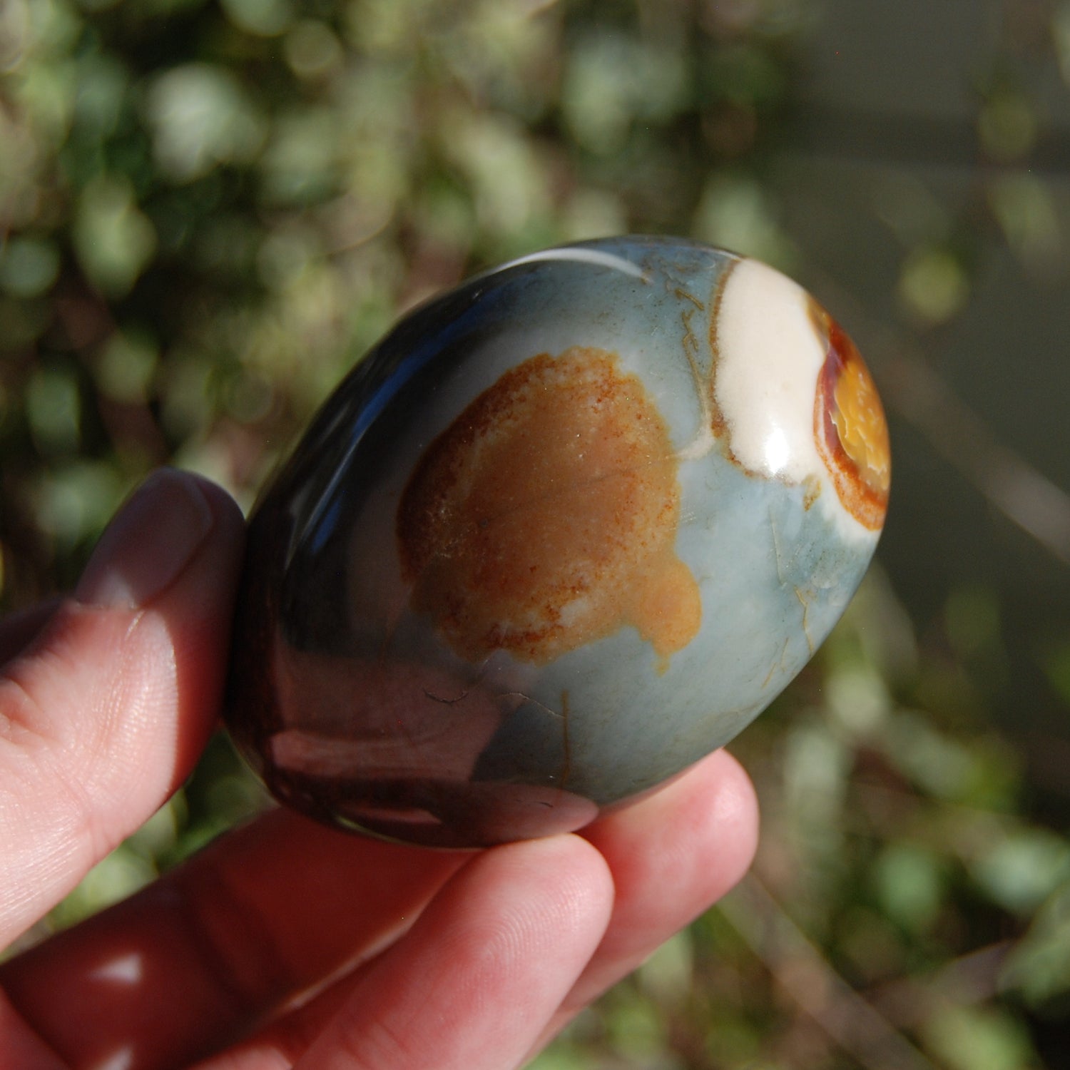 Polychrome Jasper Carved Crystal Palm Stone