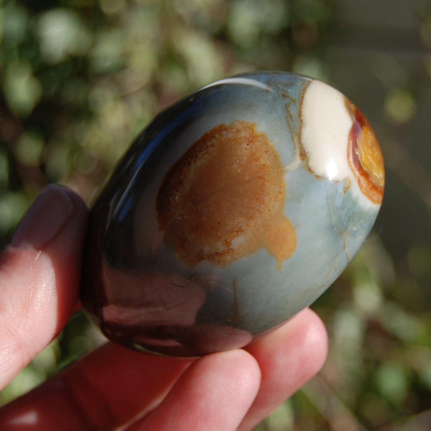 Polychrome Jasper Carved Crystal Palm Stone