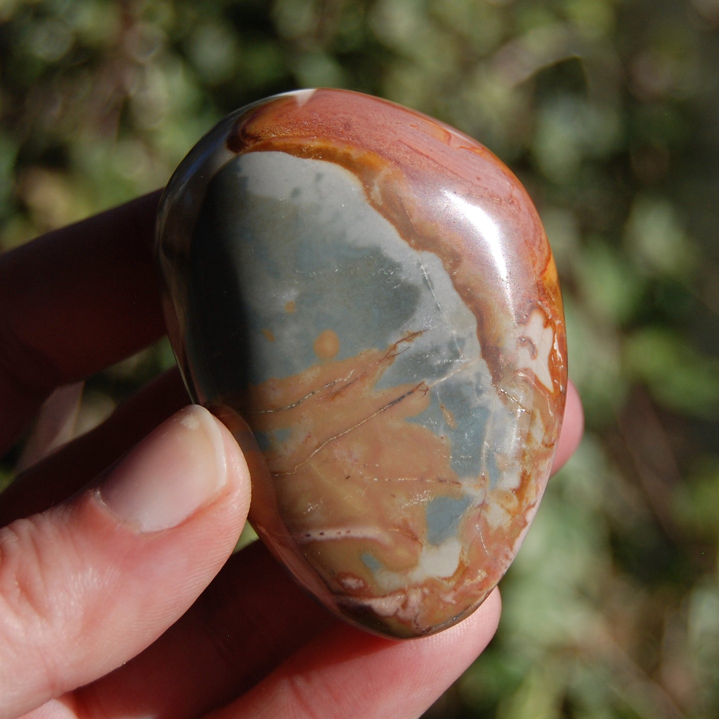 Polychrome Jasper Carved Crystal Palm Stone