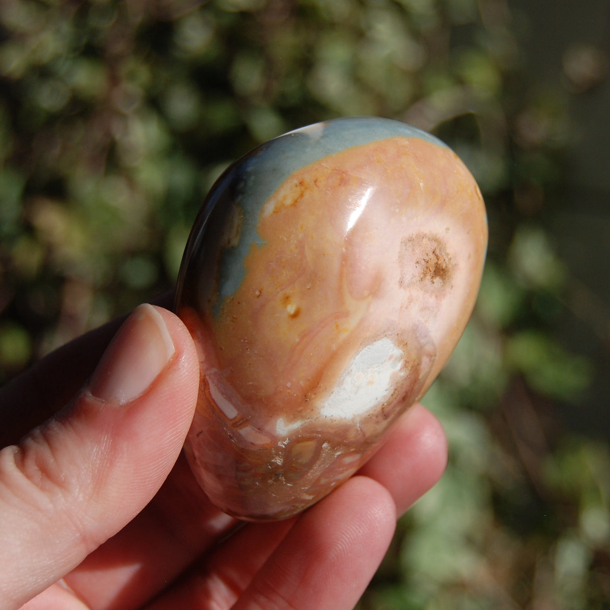 Polychrome Jasper Carved Crystal Palm Stone