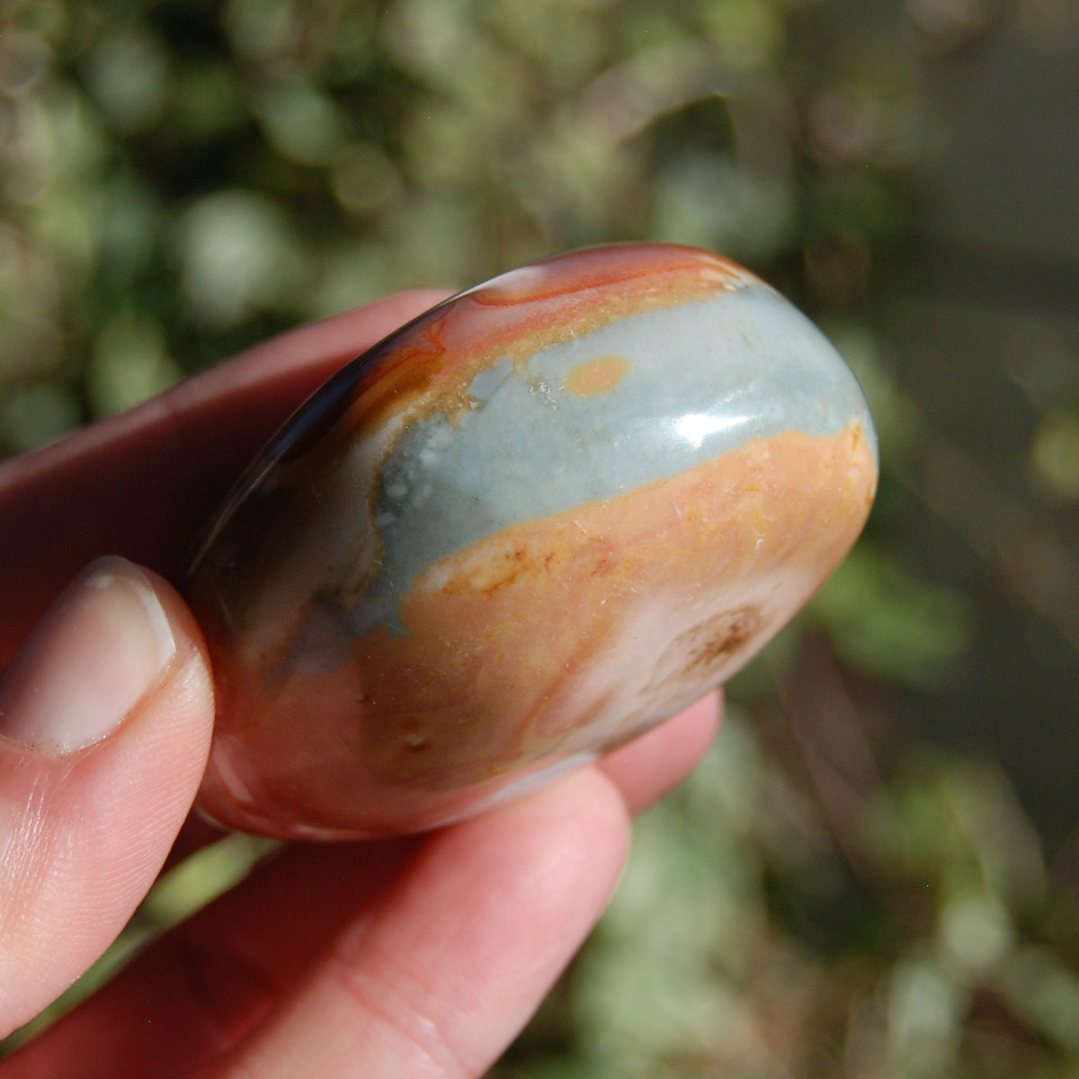 Polychrome Jasper Carved Crystal Palm Stone
