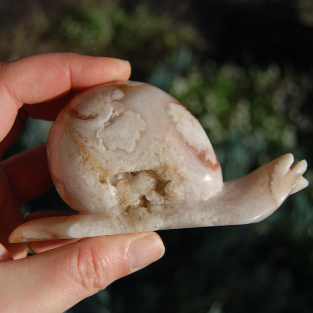Sakura Flower Agate Crystal Snail CarvingSakura Flower Agate Crystal Snail Carving