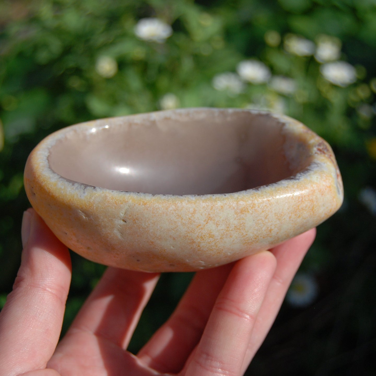 Natural Agate Carved Crystal Freeform Bowl
