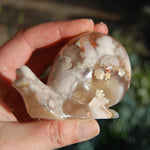 Sakura Flower Agate Crystal Snail Carving