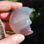 Agate Geode Crescent Moon Carved Crystal Druzy