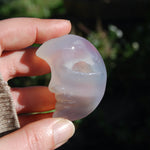 Agate Geode Crescent Moon Carved Crystal Druzy