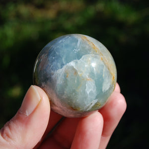 Lemurian Aquatine Calcite Crystal Sphere, Rare Blue Calcite, Argentina