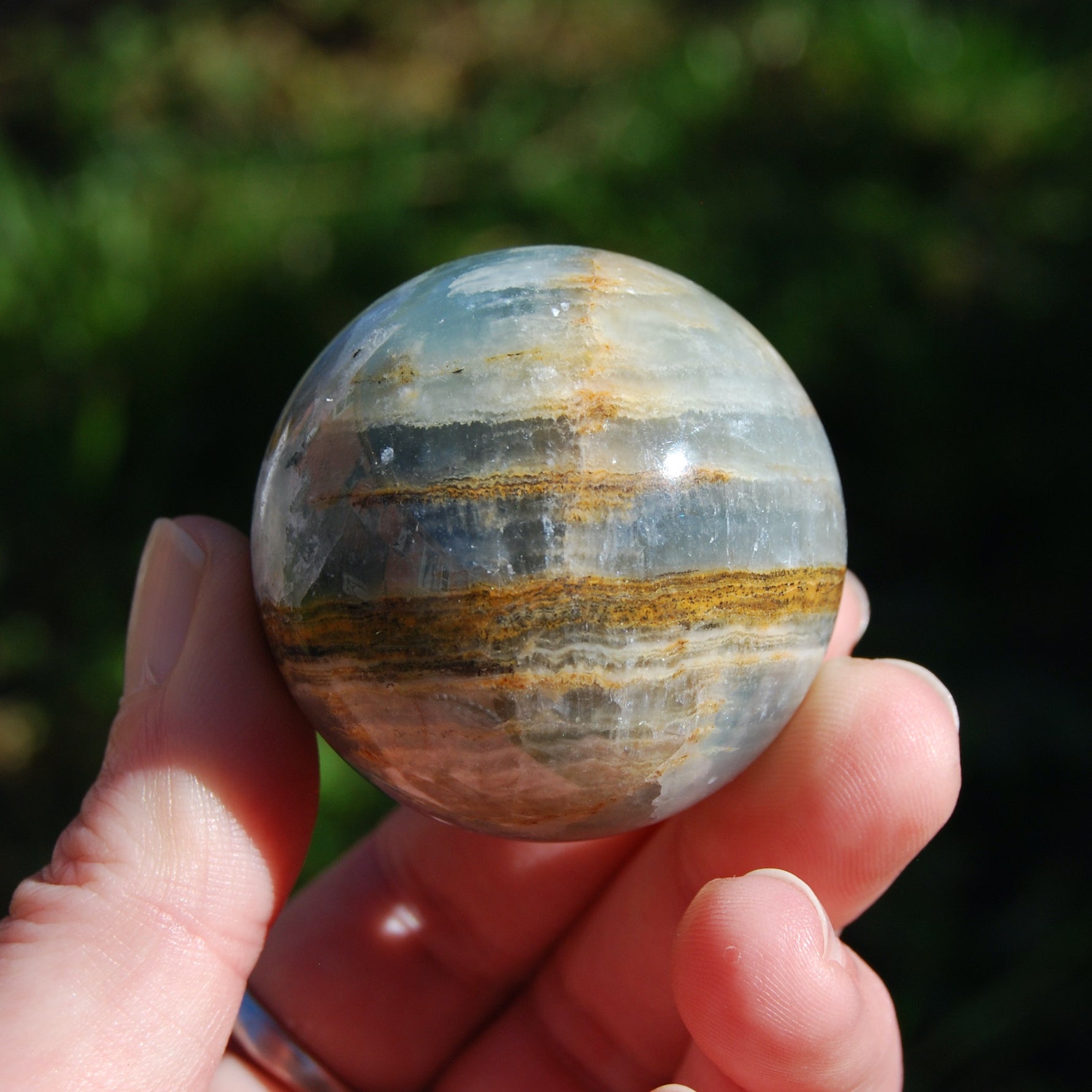 Lemurian Aquatine Calcite Crystal Sphere, Rare Blue Calcite, Argentina