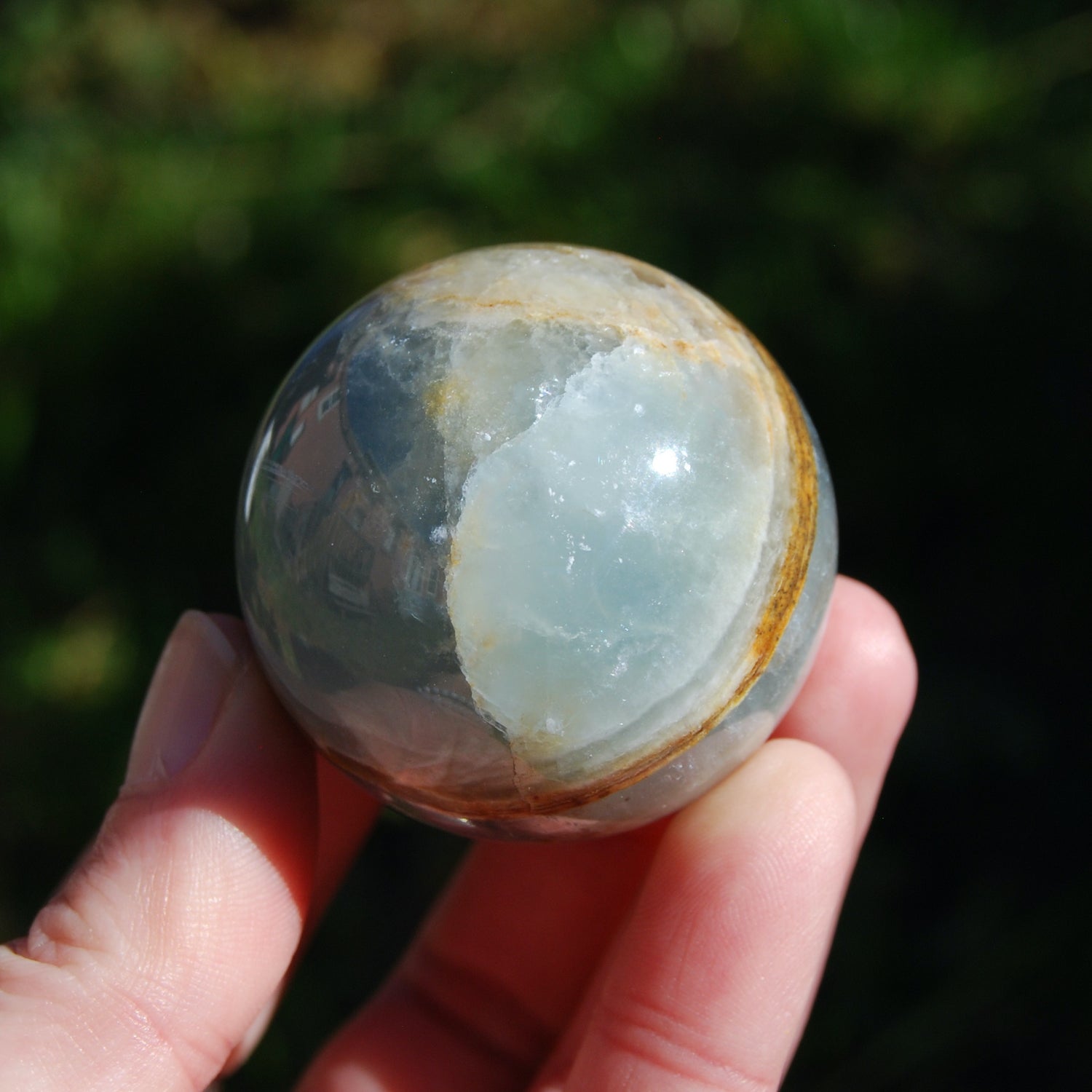 Lemurian Aquatine Calcite Crystal Sphere, Rare Blue Calcite, Argentina