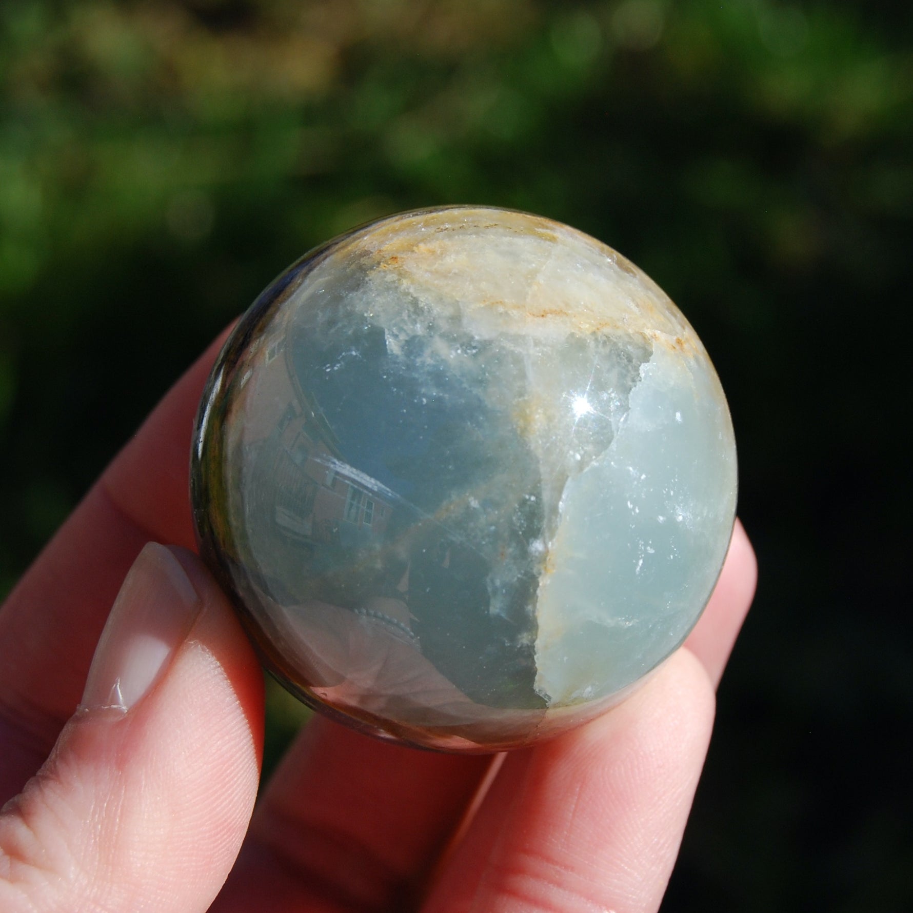 Lemurian Aquatine Calcite Crystal Sphere, Rare Blue Calcite, Argentina