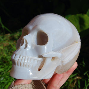 Agate Geode Crystal Skull, Realistic Carved Crystal Skull
