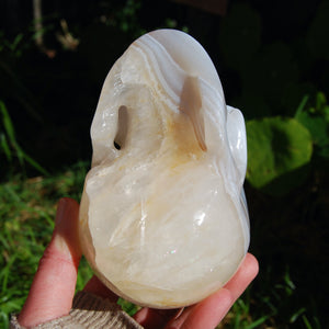 Agate Geode Crystal Skull, Realistic Carved Crystal Skull