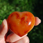 Carnelian Crystal Heart, Carnelian Agate Palm Stone Hearts, Madagascar