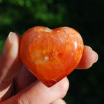Carnelian Crystal Heart, Carnelian Agate Palm Stone Hearts, Madagascar