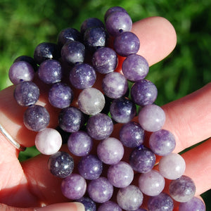 Lepidolite Crystal Bracelet, 8mm Purple Gemstone Beads