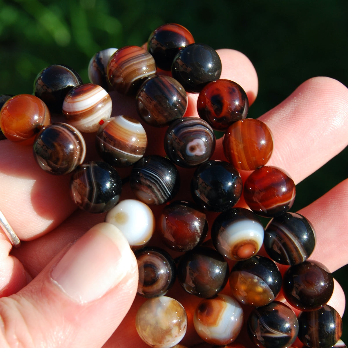 Red Sardonyx Banded Agate Crystal Bracelet, 10mm