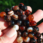 Red Sardonyx Banded Agate Crystal Bracelet, 10mm