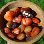 Carnelian Crystal Heart, Carnelian Agate Palm Stone Hearts, Madagascar