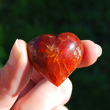 Load image into Gallery viewer, Carnelian Crystal Heart, Carnelian Agate Palm Stone Hearts, Madagascar
