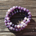 Lepidolite Crystal Bracelet, 8mm Purple Gemstone Beads