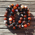 Red Sardonyx Banded Agate Crystal Bracelet, 10mm