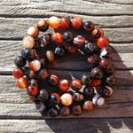 Red Sardonyx Banded Agate Crystal Bracelet, 10mm