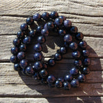 Blue Goldstone Beaded Bracelet, 10mm Sparkling Crystal BeadsBlue Goldstone Beaded Bracelet