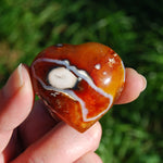 Carnelian Crystal Heart, Carnelian Agate Palm Stone Hearts, Madagascar