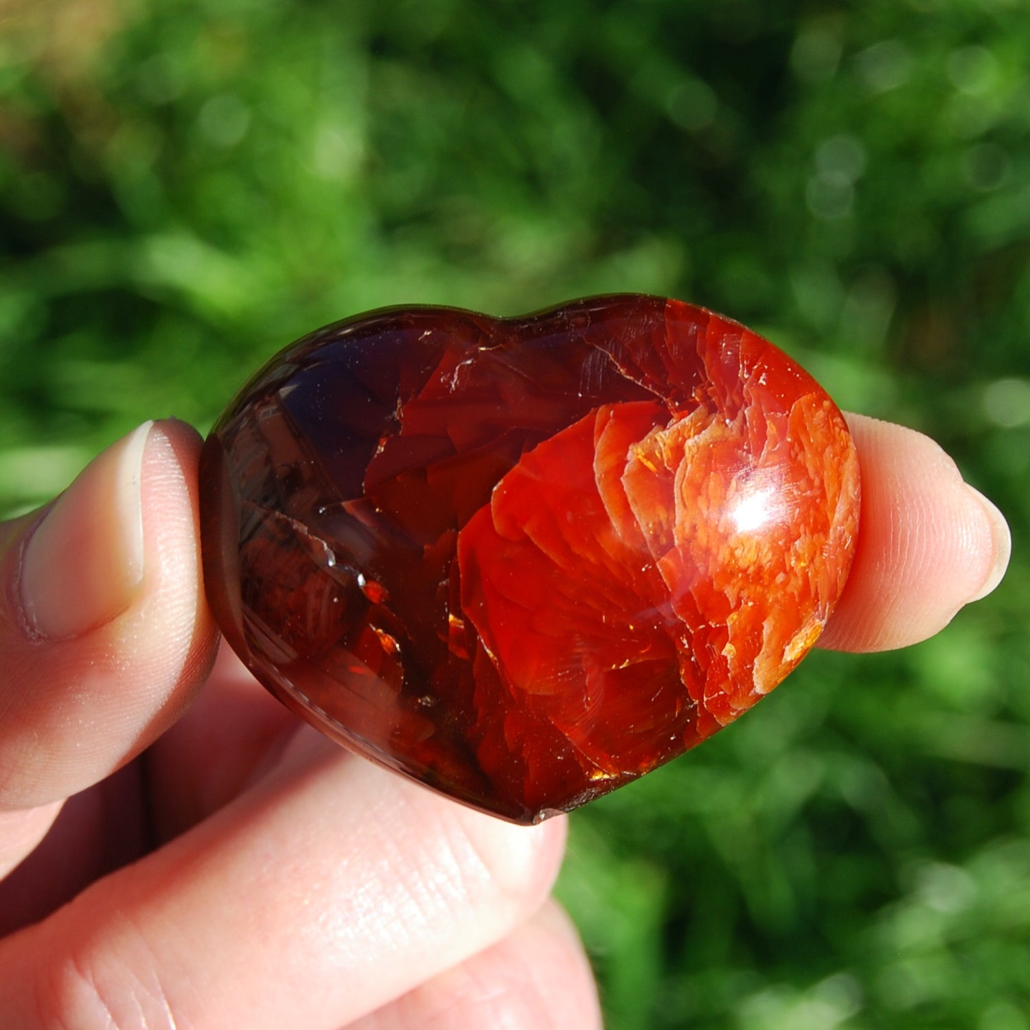Carnelian Crystal Heart, Carnelian Agate Palm Stone Hearts, Madagascar