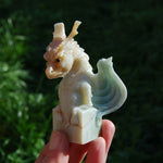 Chinese Amazonite Dragon Gargoyle Crystal Carving
