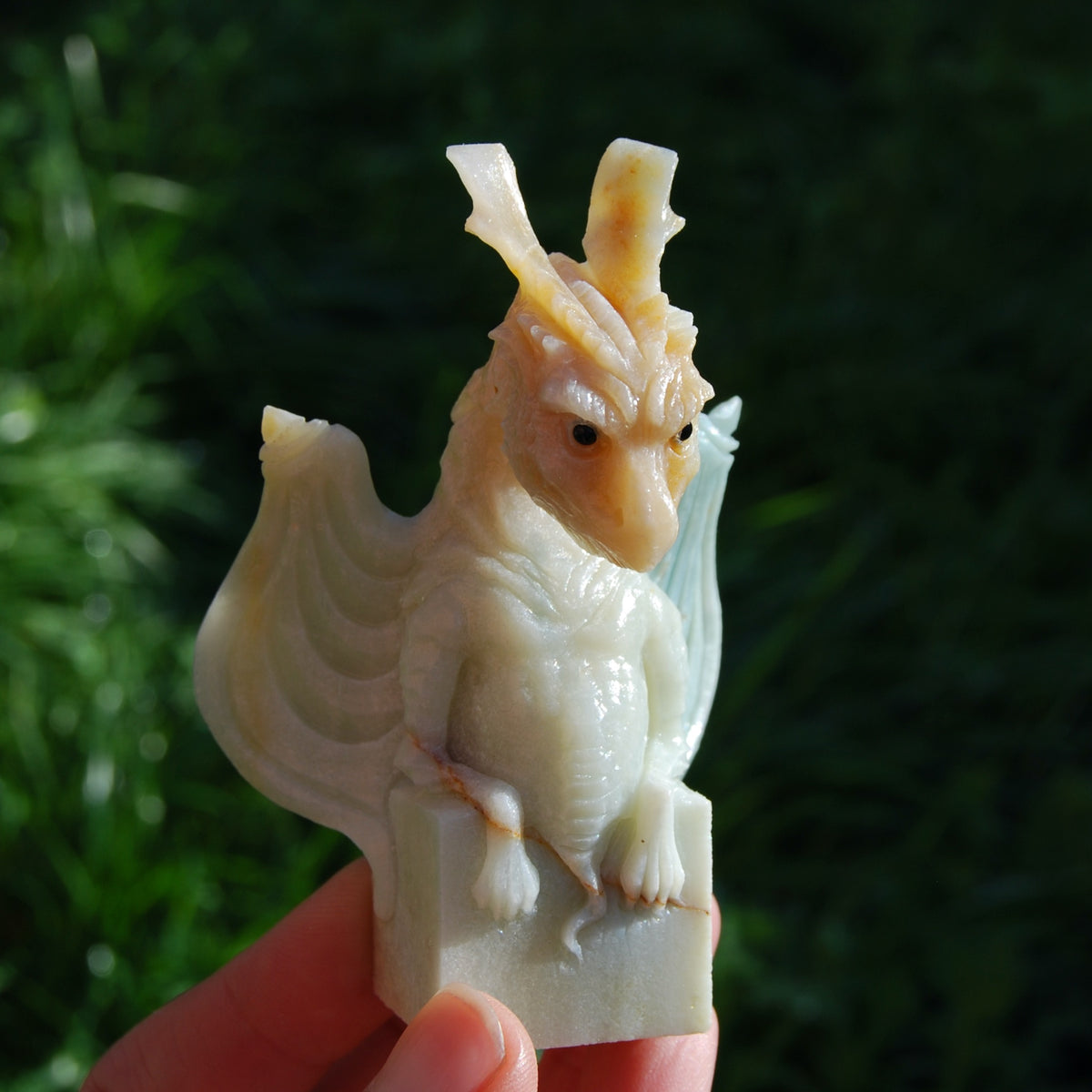 Chinese Amazonite Dragon Gargoyle Crystal Carving