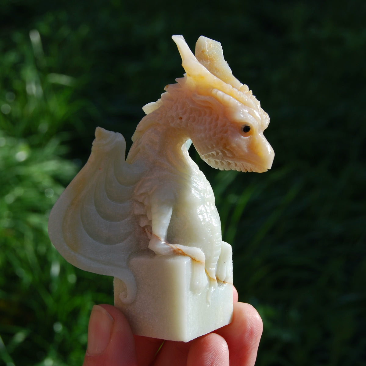 Chinese Amazonite Dragon Gargoyle Crystal Carving
