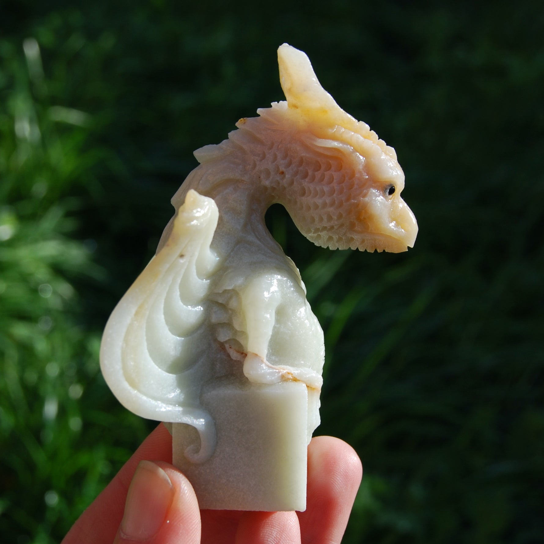 Chinese Amazonite Dragon Gargoyle Crystal Carving