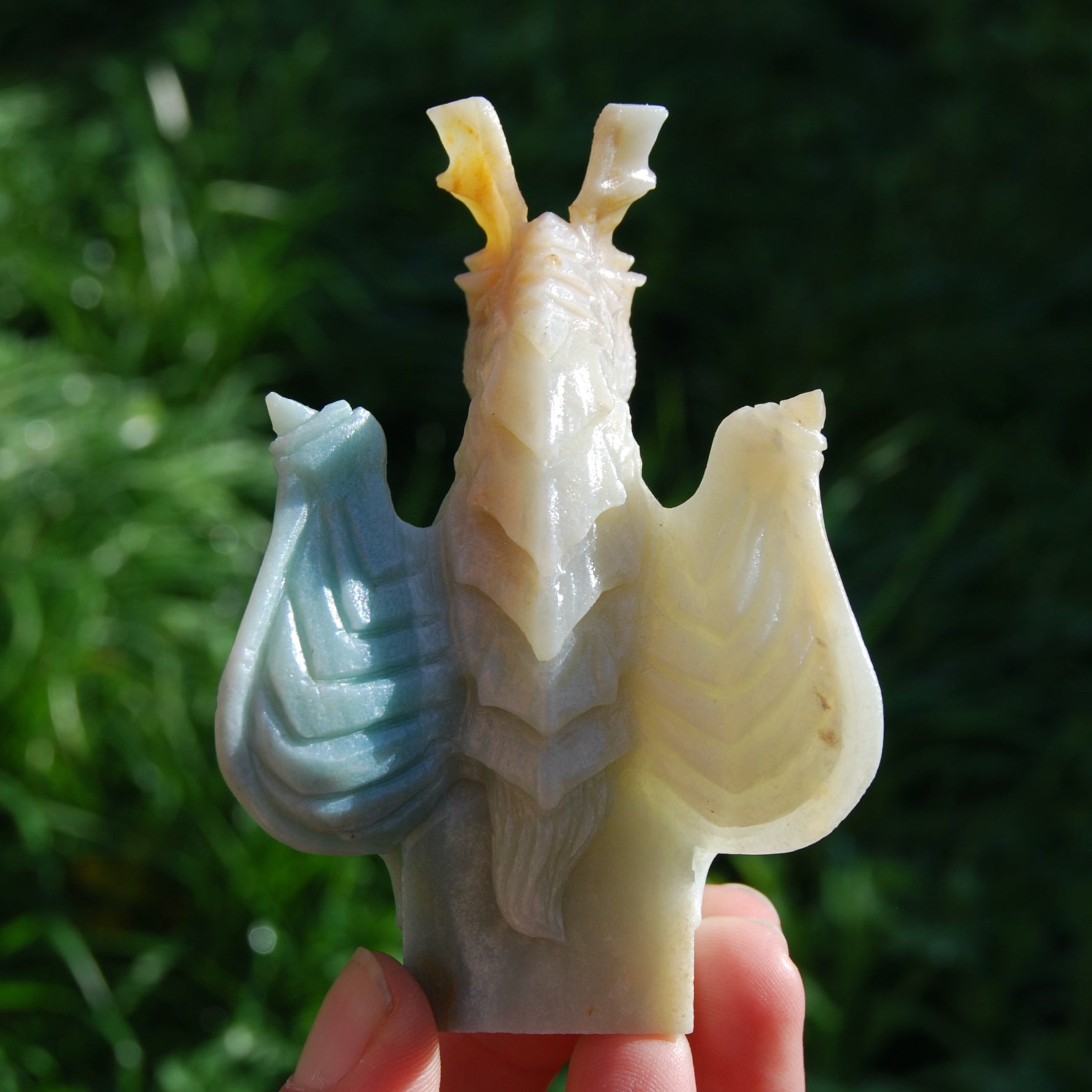 Chinese Amazonite Dragon Gargoyle Crystal Carving
