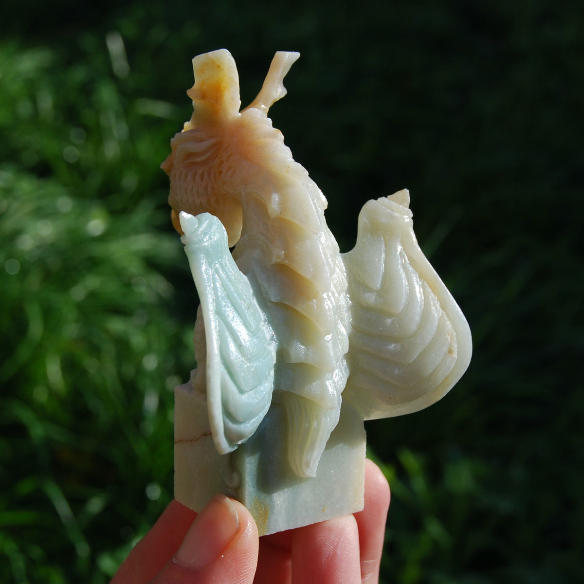 Chinese Amazonite Dragon Gargoyle Crystal Carving