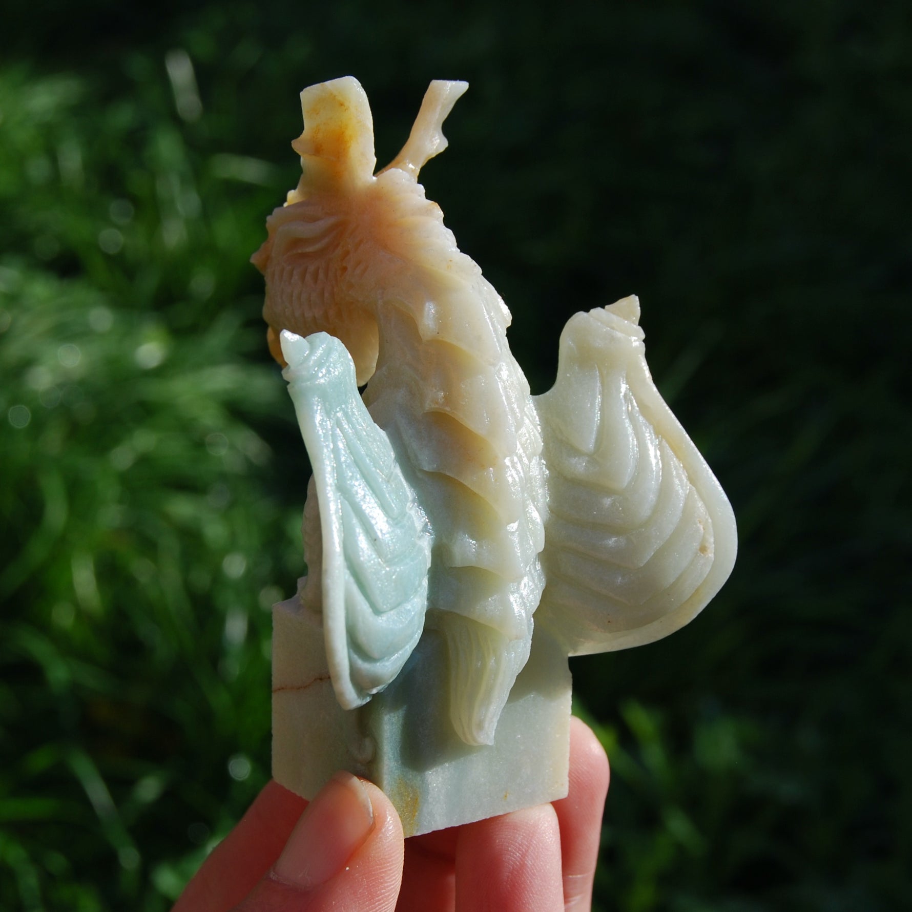 Chinese Amazonite Dragon Gargoyle Crystal Carving