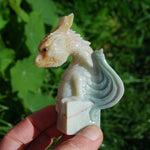 Chinese Amazonite Dragon Gargoyle Crystal Carving