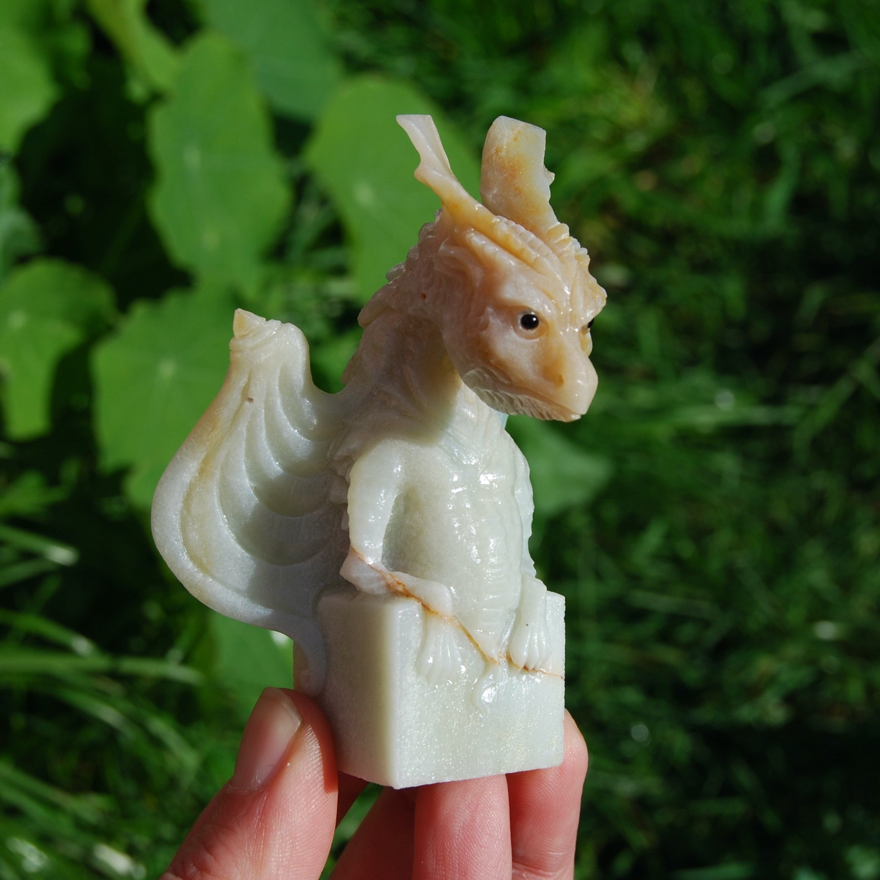 Chinese Amazonite Dragon Gargoyle Crystal Carving