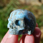 Genuine Larimar Carved Crystal Skull, Realistic Larimar Gemstone