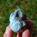 Genuine Larimar Carved Crystal Skull, Realistic Larimar Gemstone