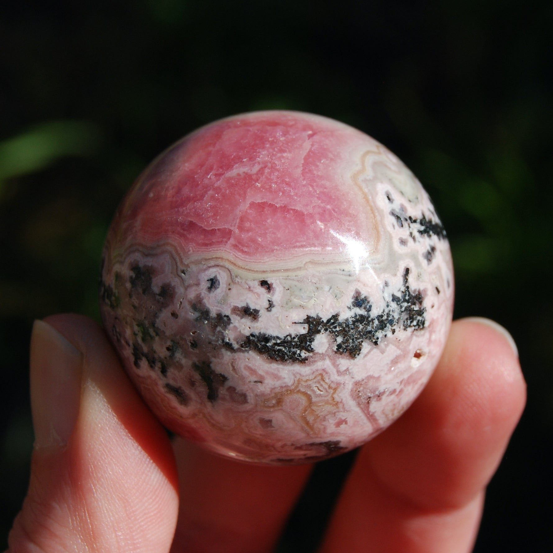 Genuine Rhodochrosite Gemstone Sphere, Pink Rhodochrosite Crystal, Argentina