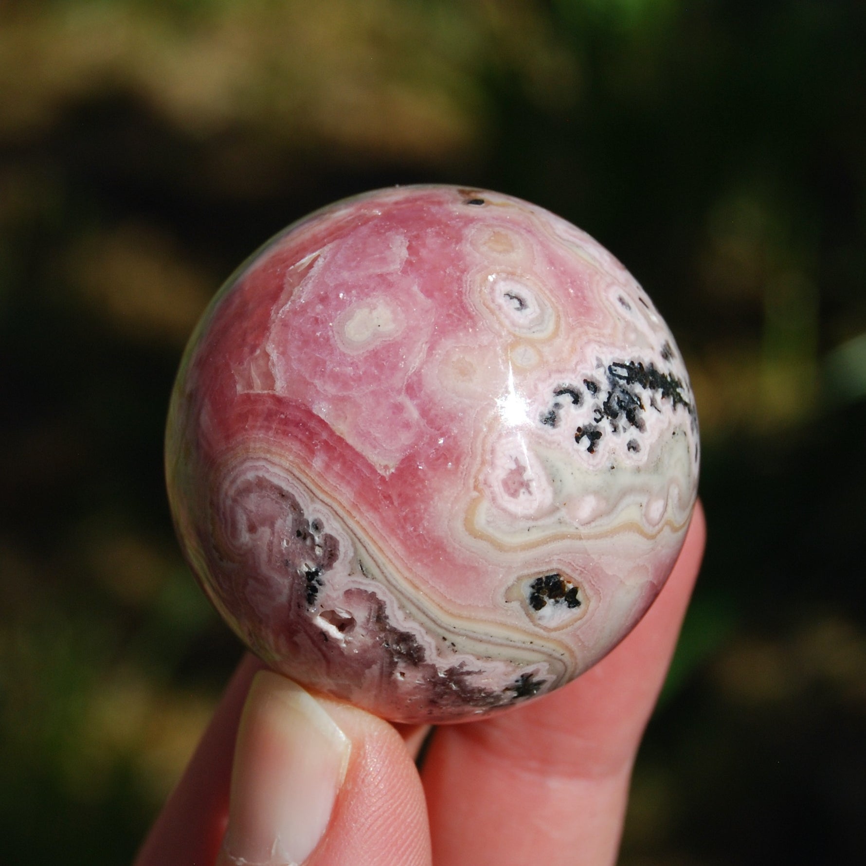 Genuine Rhodochrosite Gemstone Sphere, Pink Rhodochrosite Crystal, Argentina